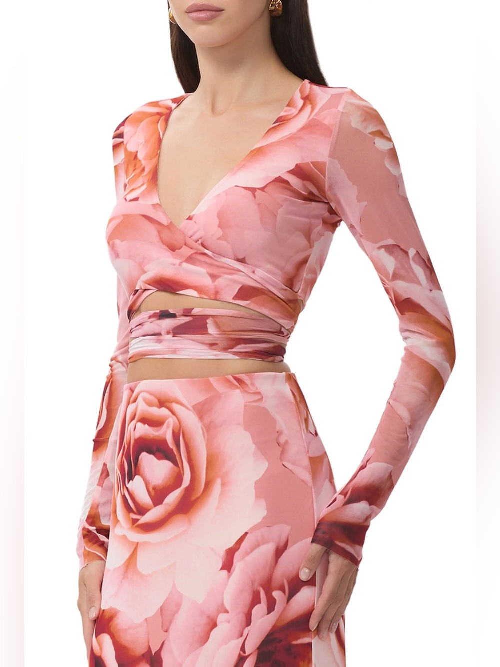 AFRM Rose Mesh Wrap Crop Top, Size XL - NWT